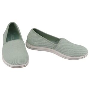 Clarks Cloudsteppers Breeze Stretch Mint Knit Slip-On Flat Casual Womens Size 8